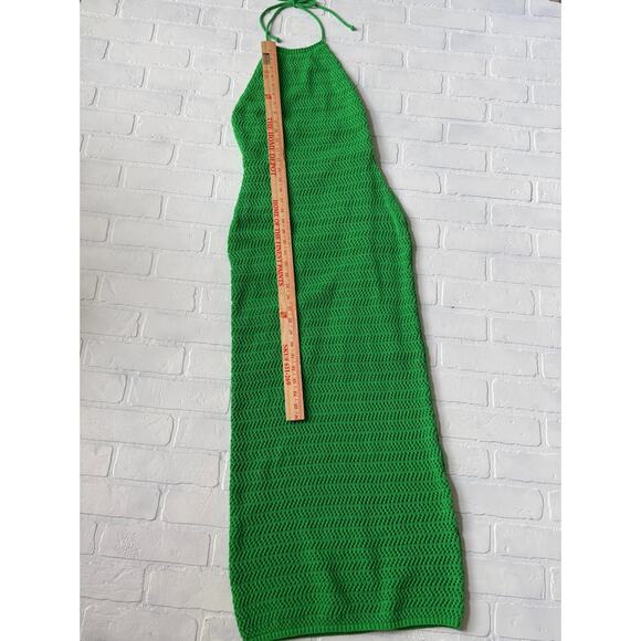 Privee Label Women's Green Crochet Maxi Open Back Fitted Dress sz M - Picture 8 of 8